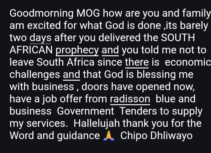 Testimony from Madam. Chipo Dhliwayo